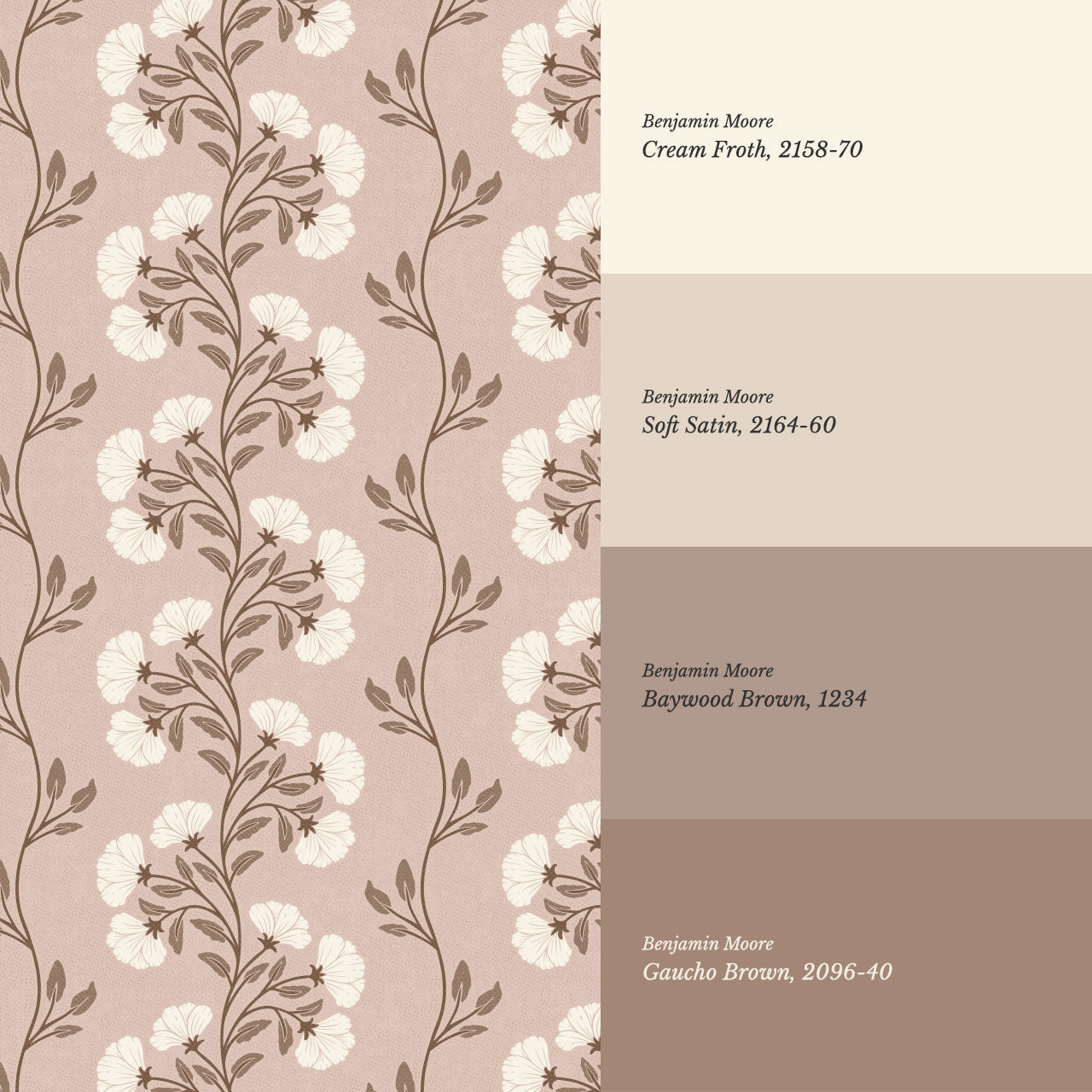 Allegra Floral Vertical Vines Soft Pink Wallpaper