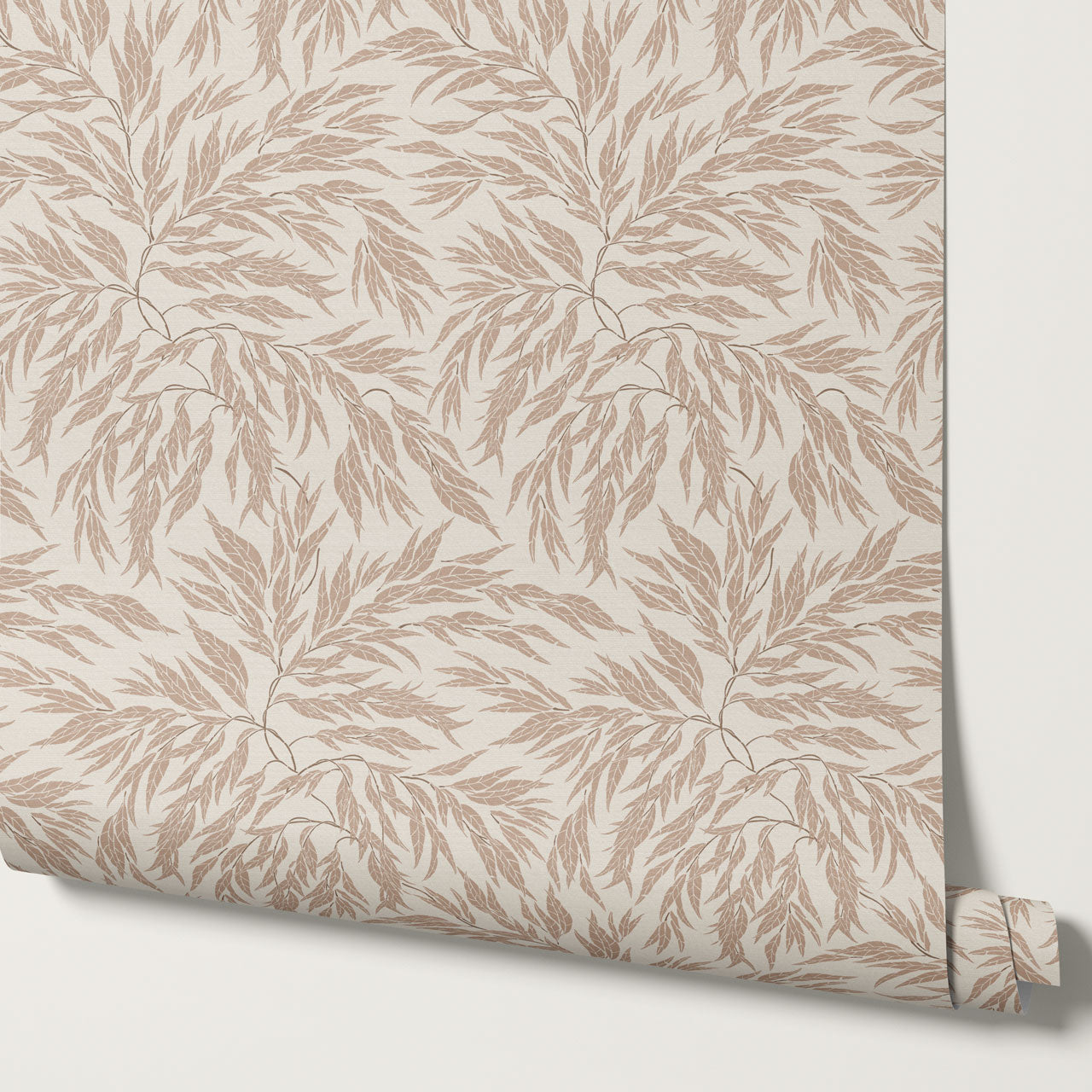 Abby Eucalyptus Leaves Beige Clay Wallpaper