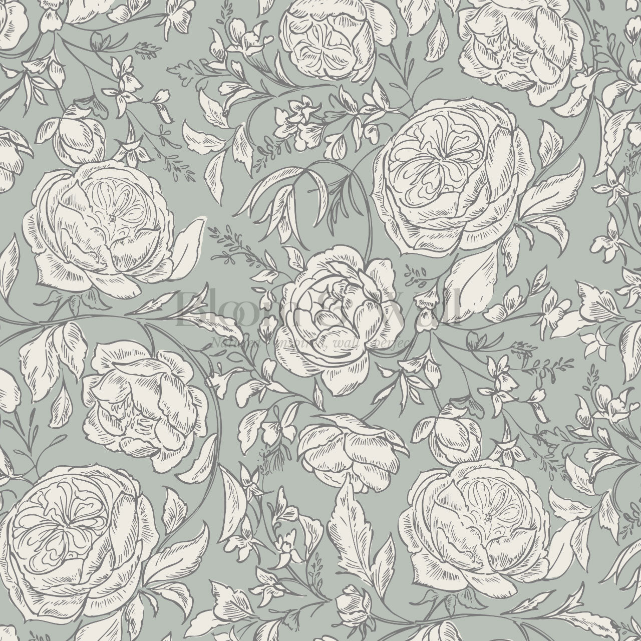Ada Blooming Filigree Pale Sage Wallpaper