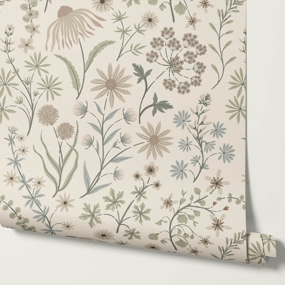Ada Wildflower Herbarium Neural Beige Wallpaper