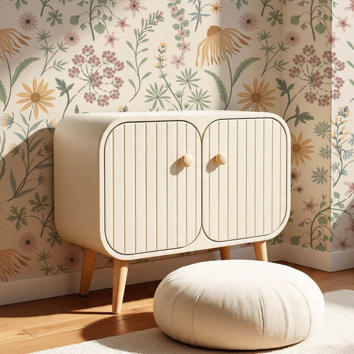 Ada Wildflower Herbarium Ivory Pastel Wallpaper