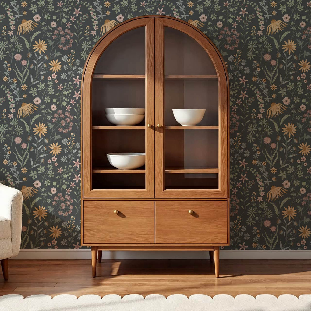 Ada Wildflower Herbarium Slate Mauve Honey Wallpaper