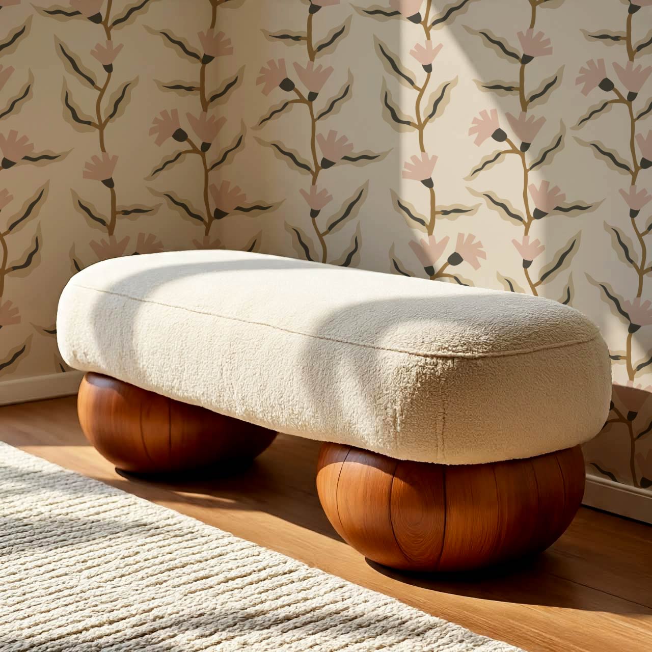 Adaline Folk Vine Dusty Rose Wallpaper