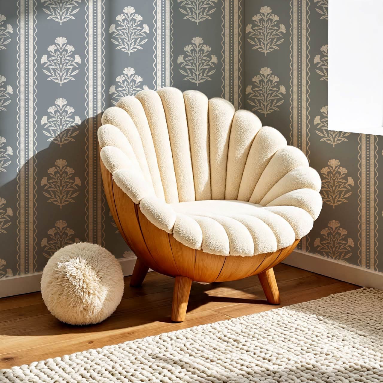 Adalynn Country Cottage Blooming Stripes French Blue Wallpaper