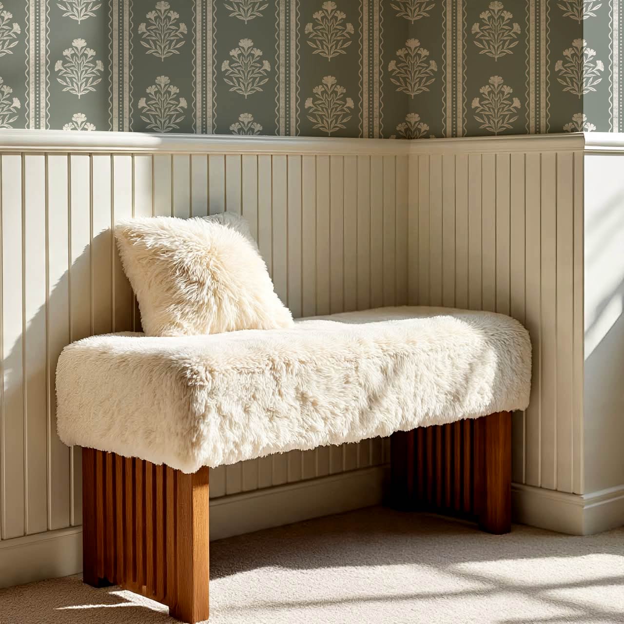 Adalynn Country Cottage Blooming Stripes Sage Wallpaper