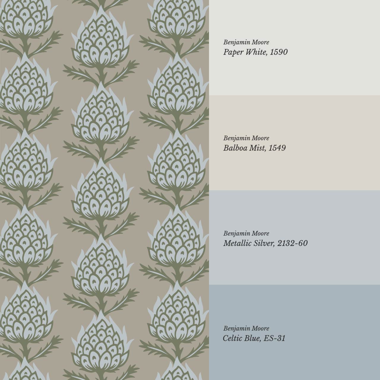 Addison Folk Thistle Aegean Teal Wallpaper