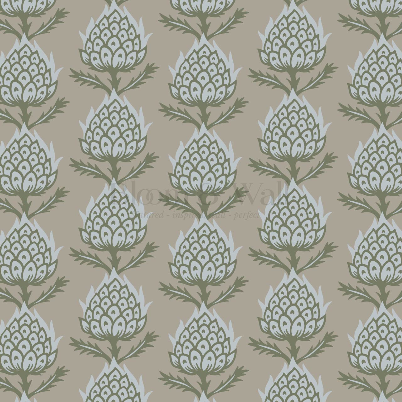 Addison Folk Thistle Aegean Teal Wallpaper