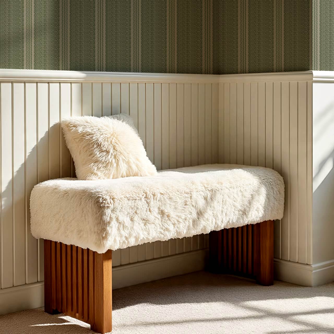 Adelheid Woven Ticking Stripes Olive Wallpaper