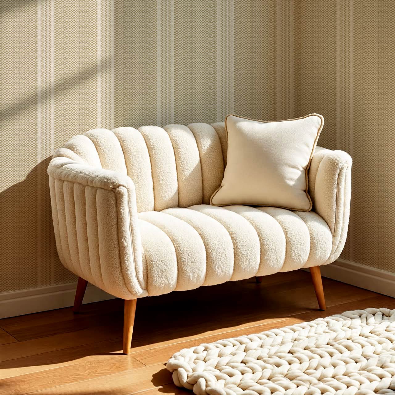 Adelheid Woven Ticking Stripes Neutral Wallpaper
