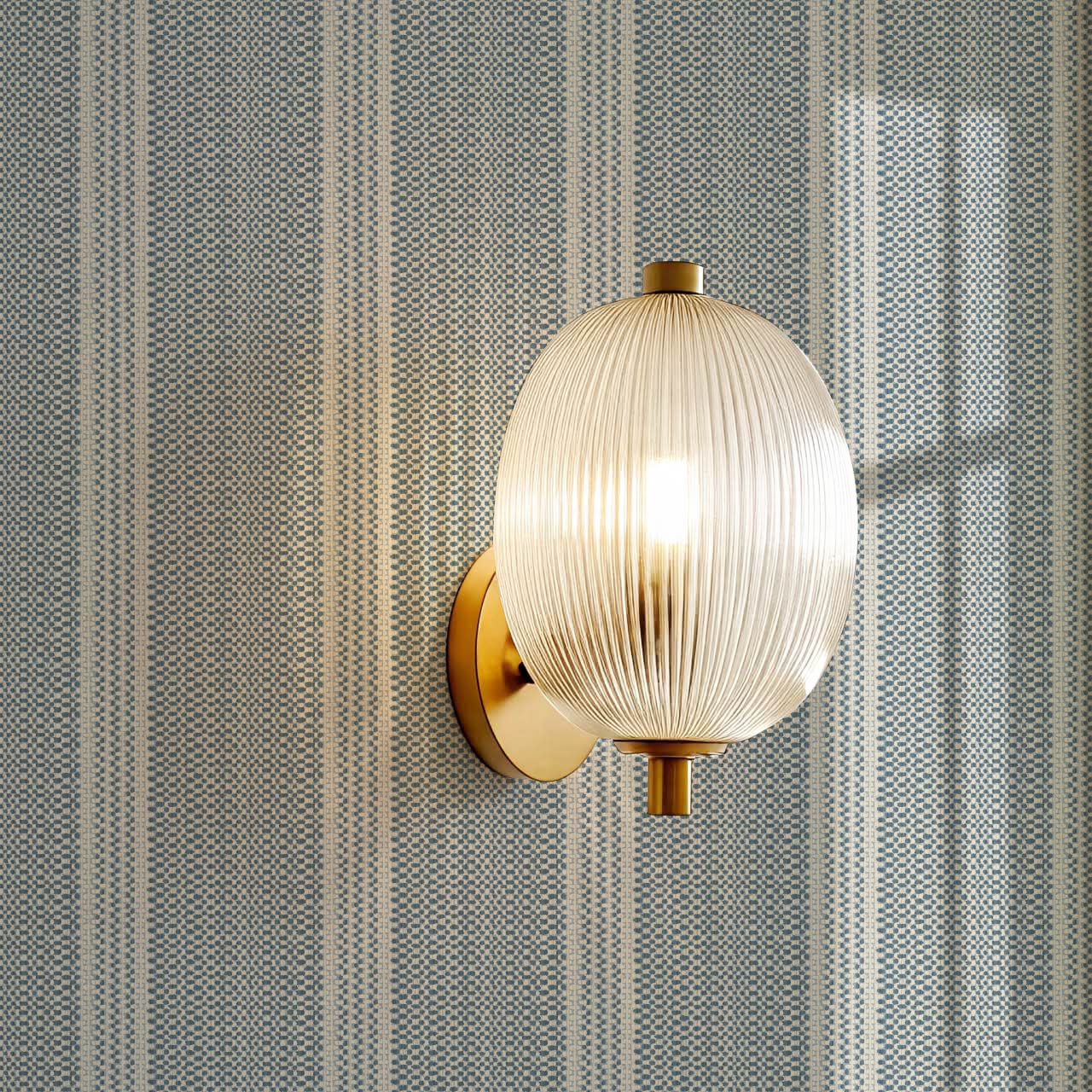 Adelheid Woven Ticking Stripes Blue Wallpaper