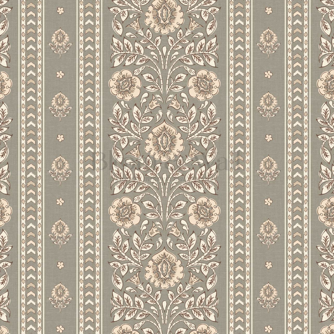 Aprajita Vertical Bloom Stone Grey Wallpaper