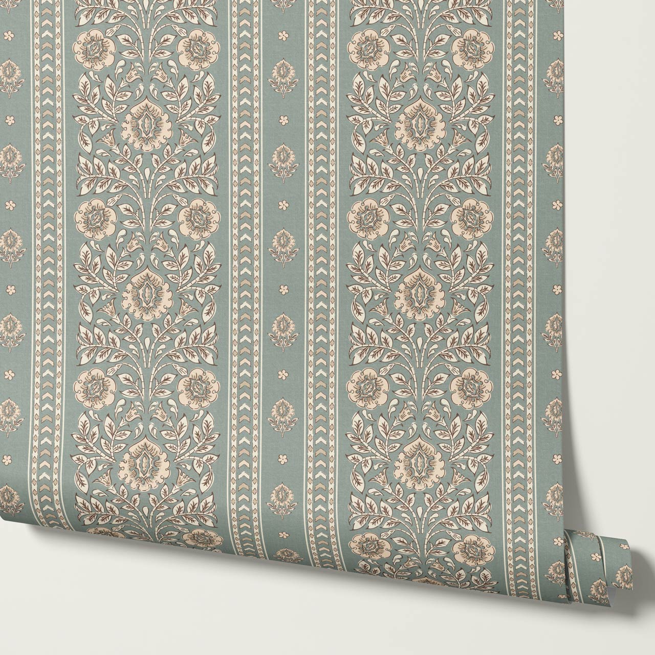 Aprajita Vertical Bloom Raindance Green Wallpaper