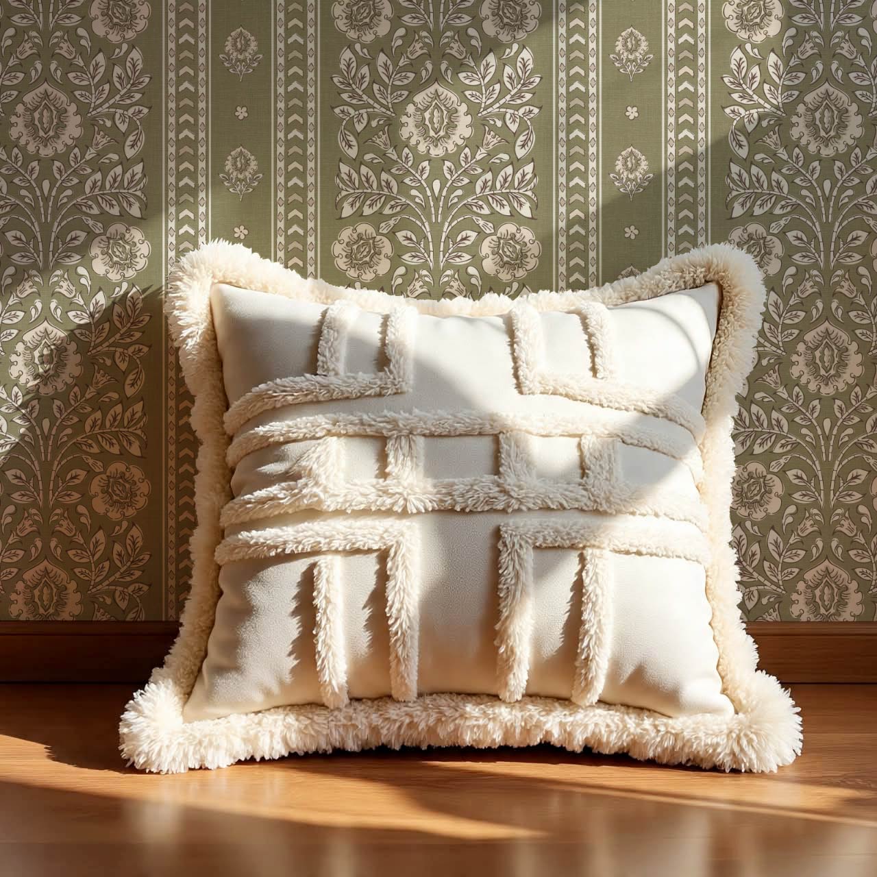 Aprajita Vertical Bloom Olive Green Wallpaper