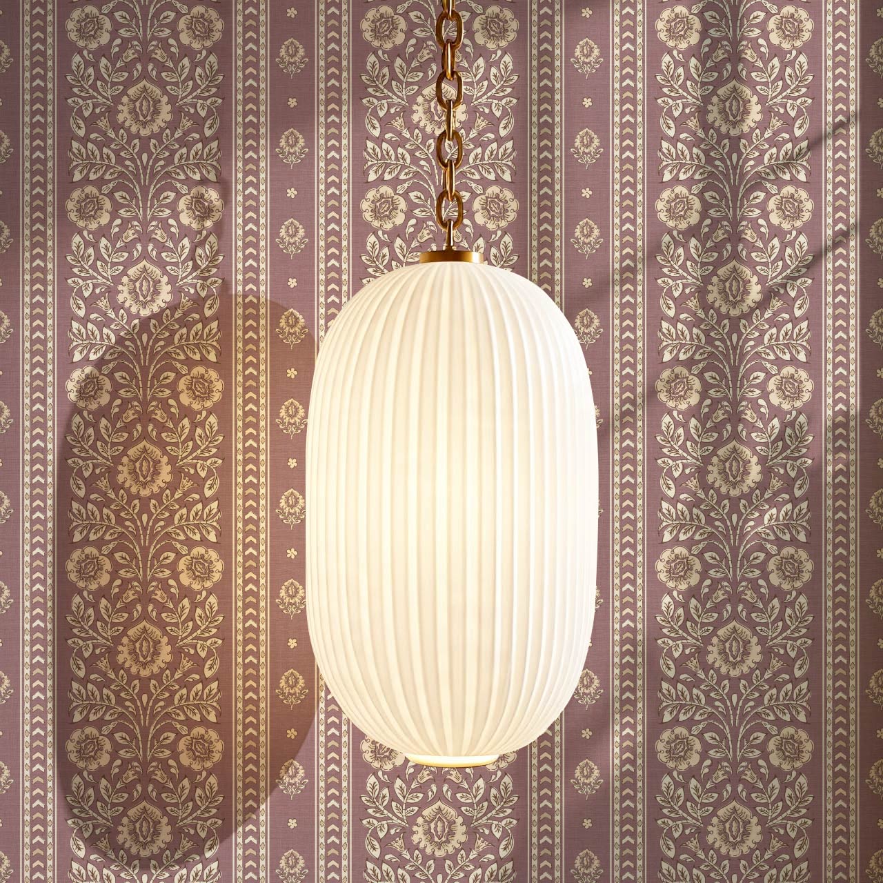 Aprajita Vertical Bloom Woodrose Mauve Wallpaper