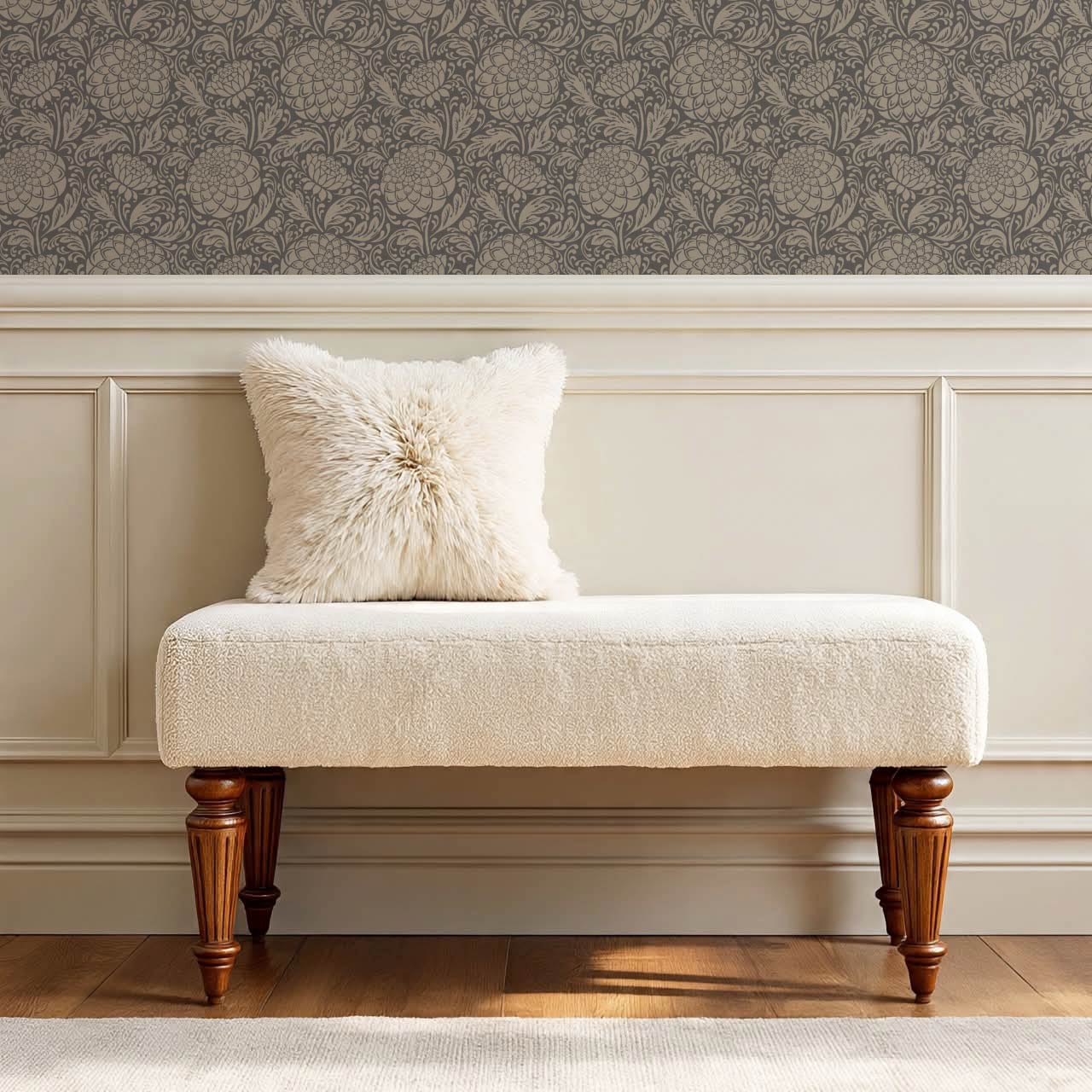 Aella Dahlia Garden Slate Grey Wallpaper