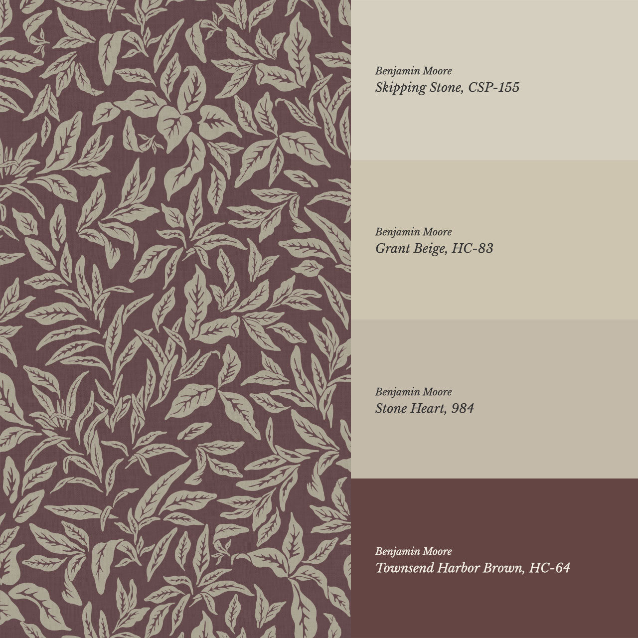 Adelaide Burgundy Botanical Leaves Wallpaper
