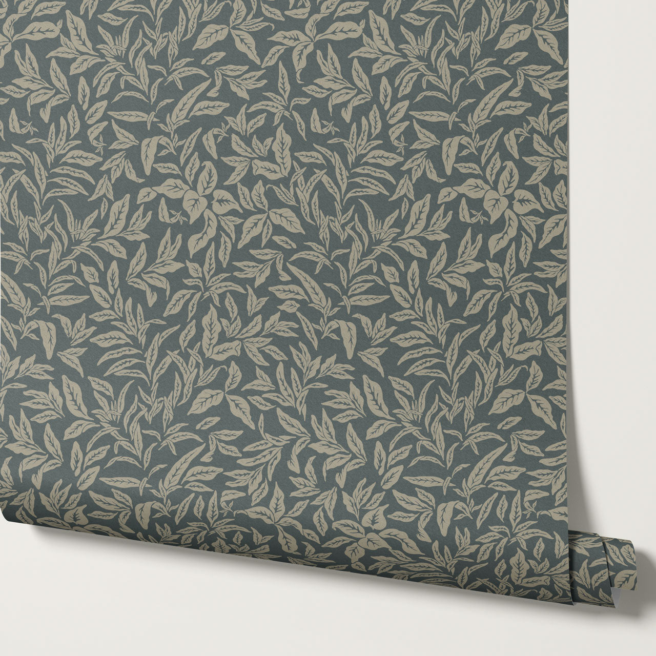 Adelaide Old Teal Botanical Leaves Wallpaper