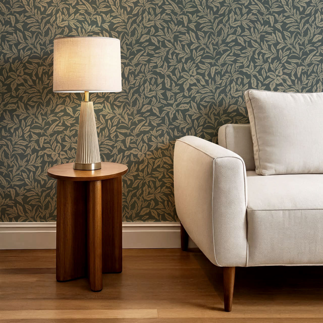 Adelaide Old Teal Botanical Leaves Wallpaper