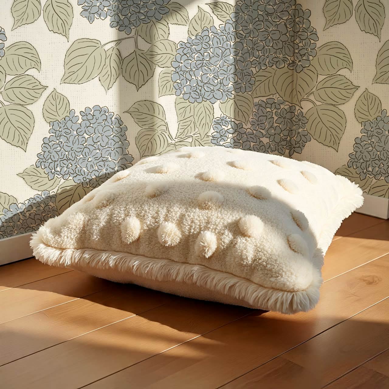Jeny Vintage Hydrangea Ivory Blue Wallpaper