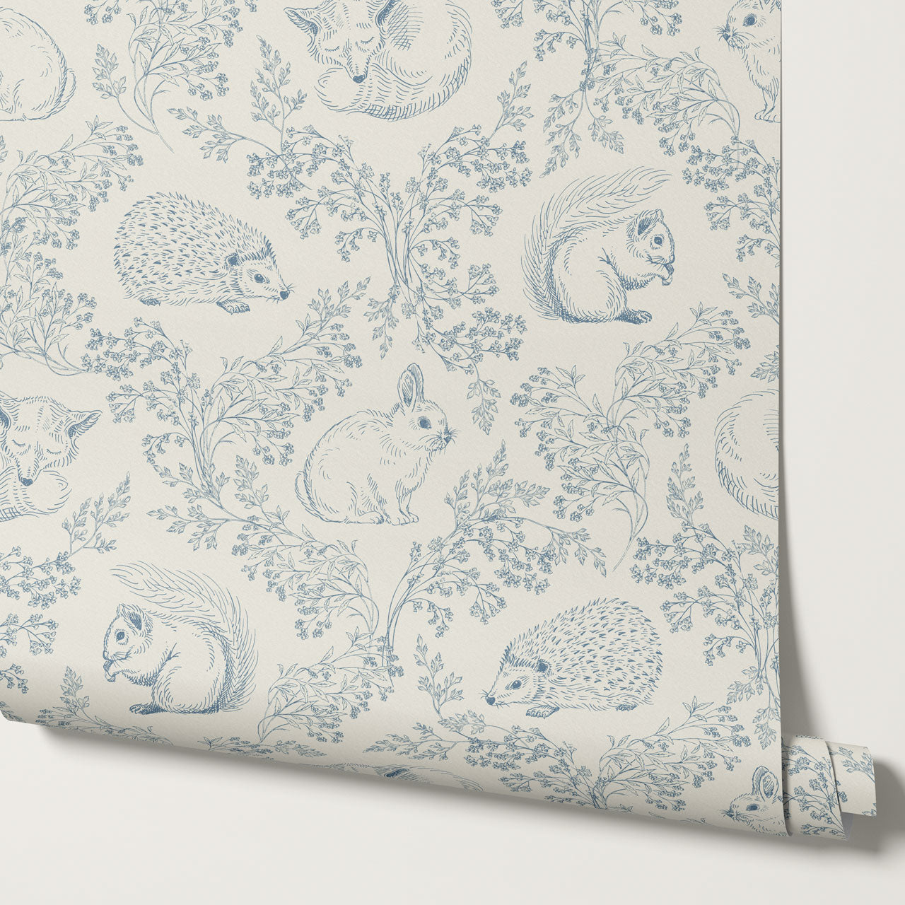 Ailani Woodland Mammals Blue Wallpaper