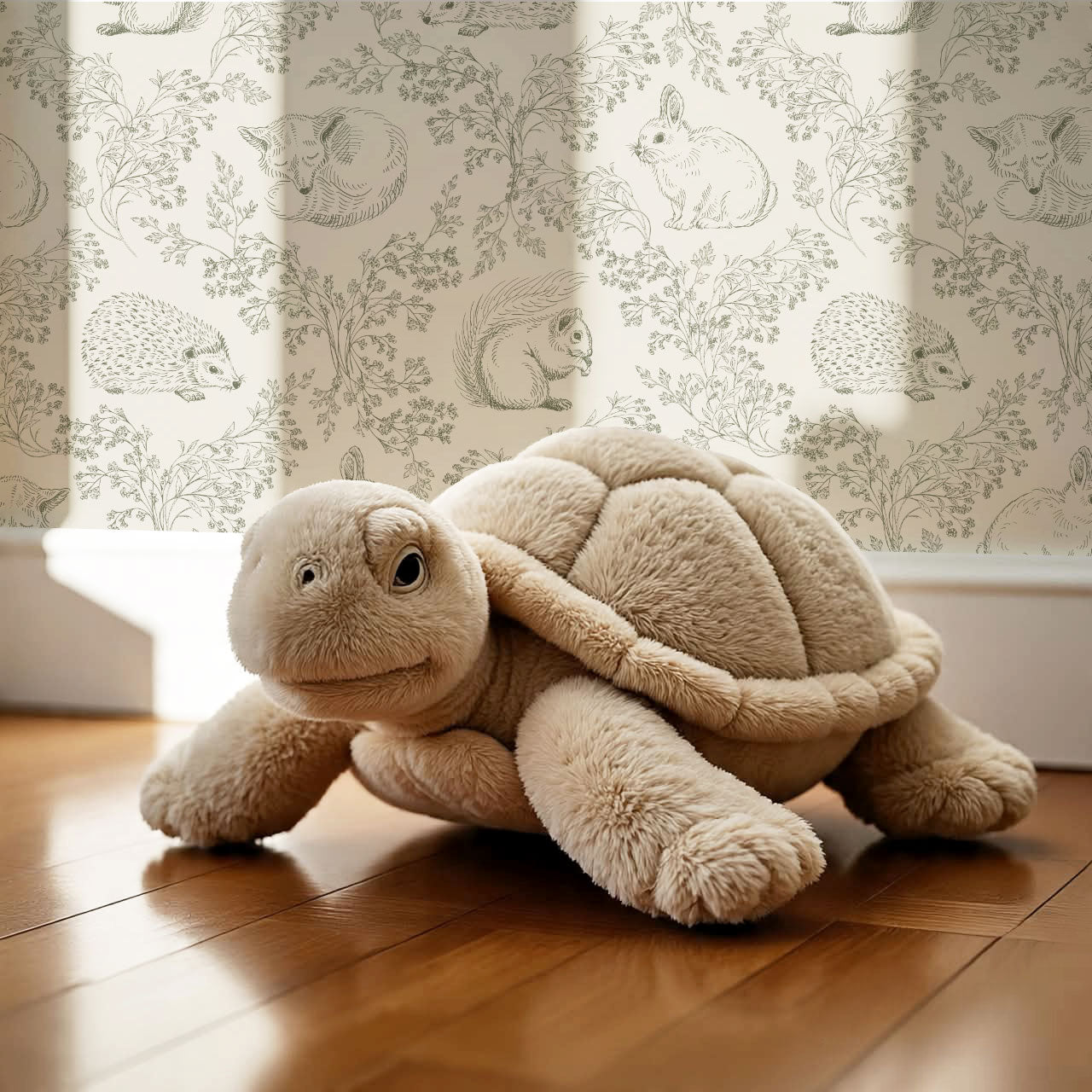 Ailani Woodland Mammals Olive Beige Wallpaper