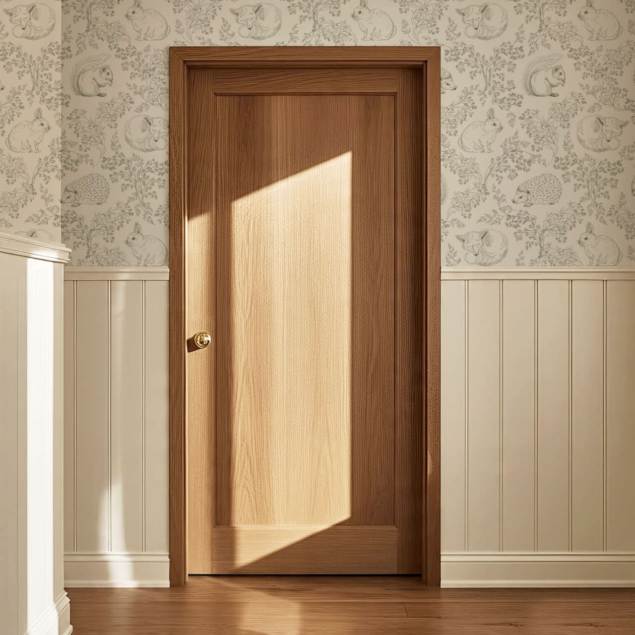 Ailani Woodland Mammals Olive Beige Wallpaper