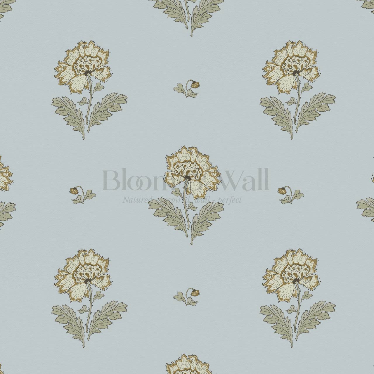 Ainara Flowers Pale French Blue Wallpaper