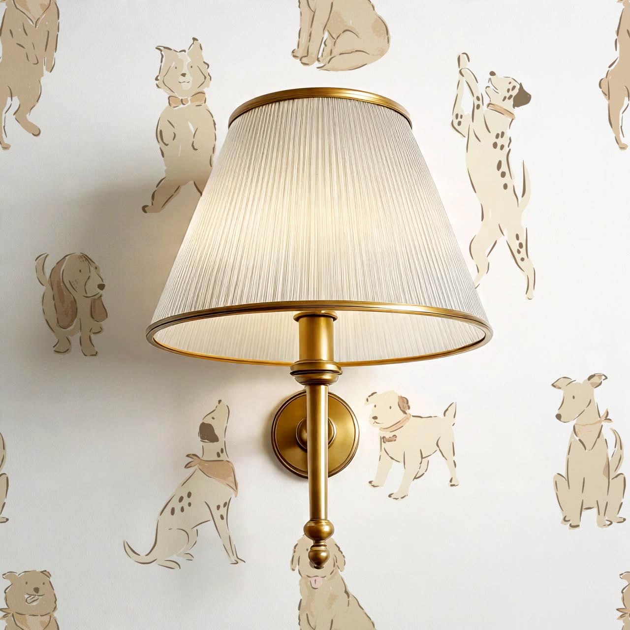 Aino Puppy Love White Beige Wallpaper