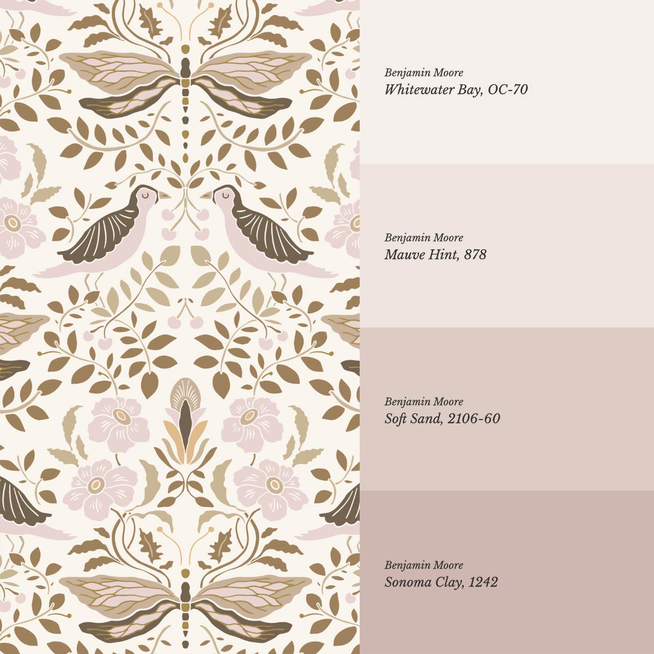 Aisha Puffins and Cherry Blush Wallpaper