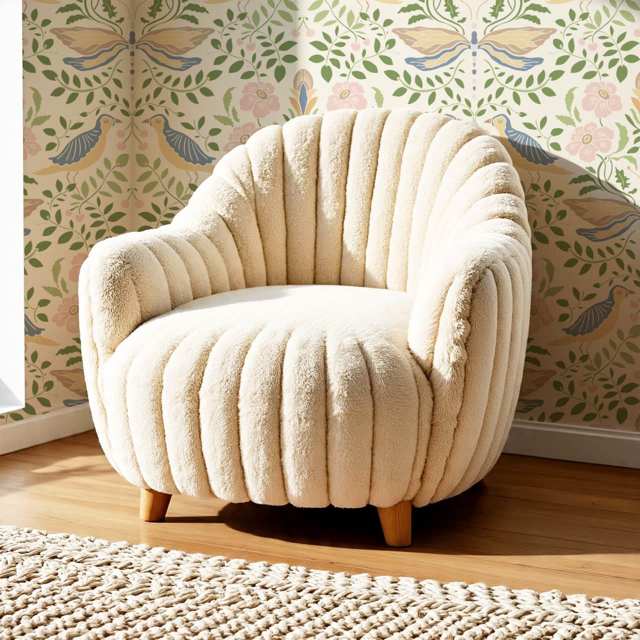 Aisha Puffins and Cherry Sky Pink Wallpaper