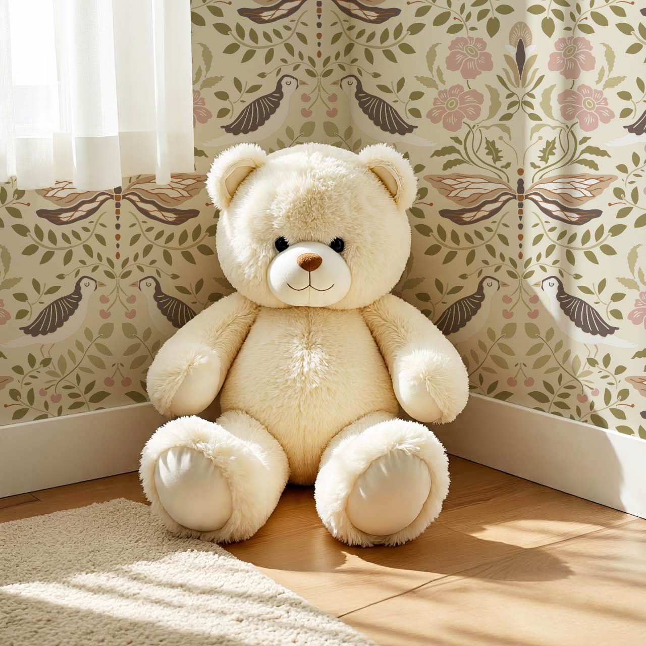 Aisha Puffins and Cherry Mauve Sage Wallpaper