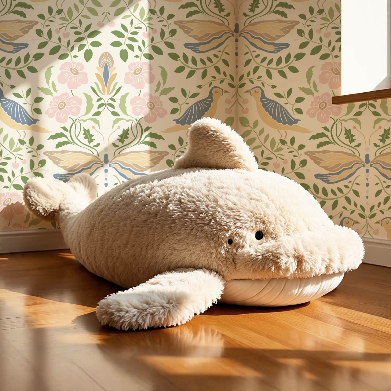 Aisha Puffins and Cherry Sky Pink Wallpaper