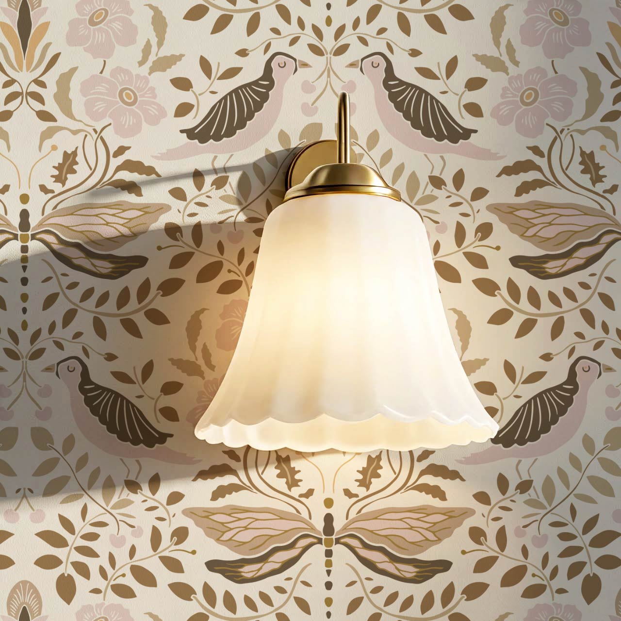 Aisha Puffins and Cherry Blush Wallpaper