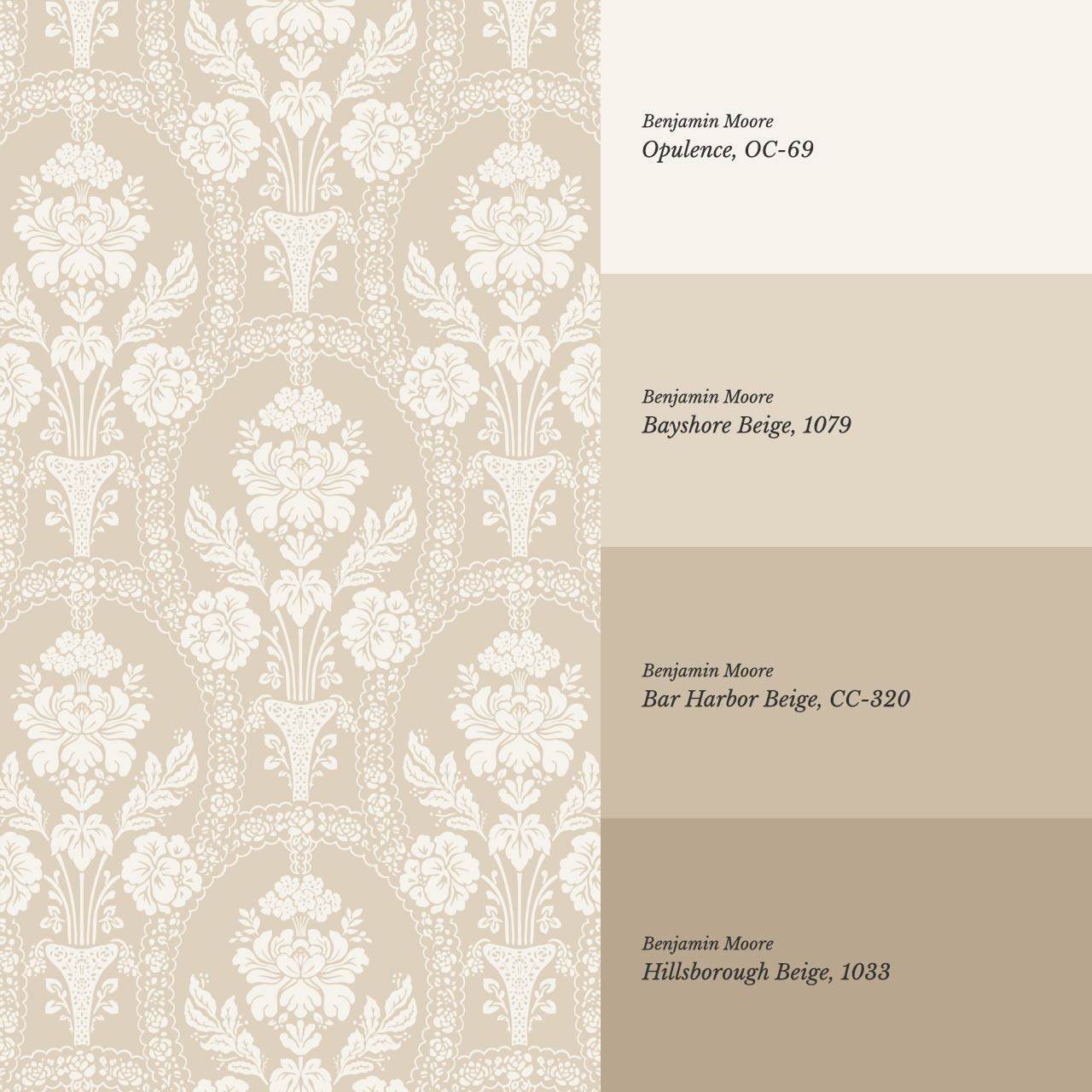 Alaia Preppy Regency Damask Neutral Beige Wallpaper