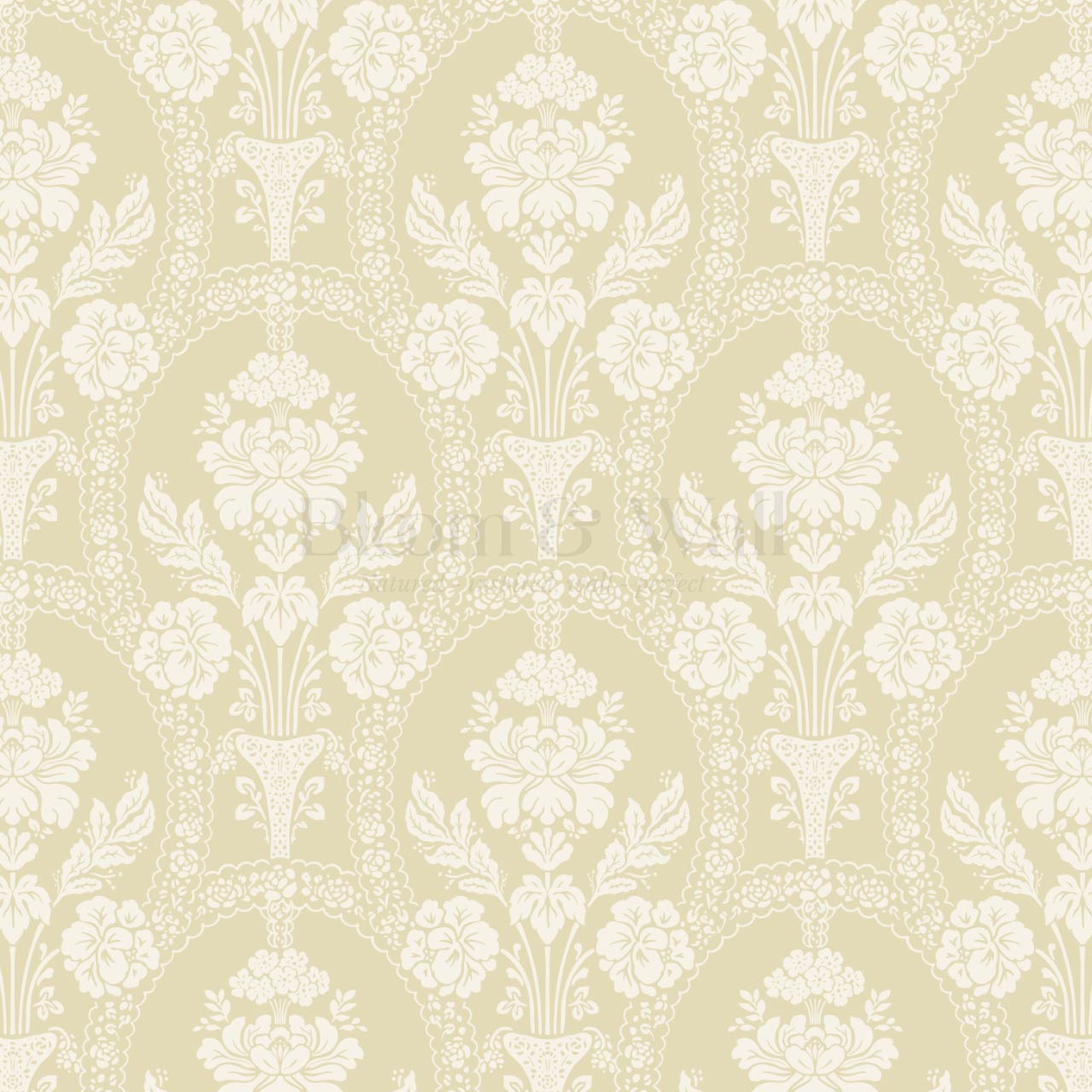 Alaia Preppy Regency Damask Almond Wallpaper