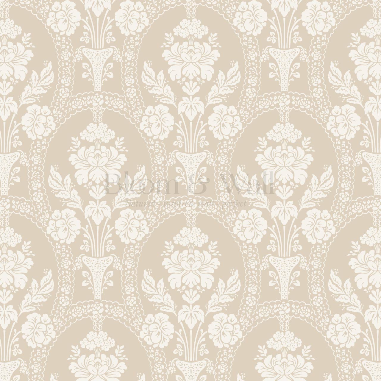 Alaia Preppy Regency Damask Neutral Beige Wallpaper