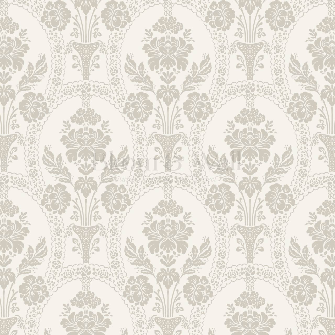 Alaia Preppy Regency Damask Cream Taupe Wallpaper