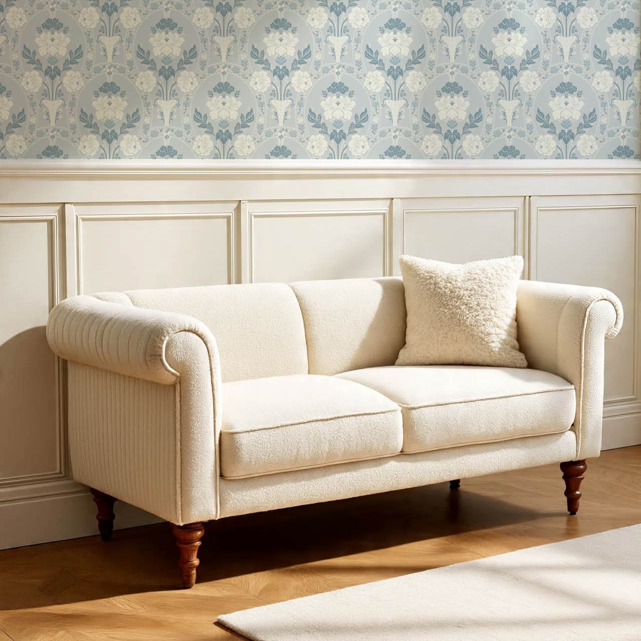 Alaia Preppy Regency Damask Sky Cream Wallpaper