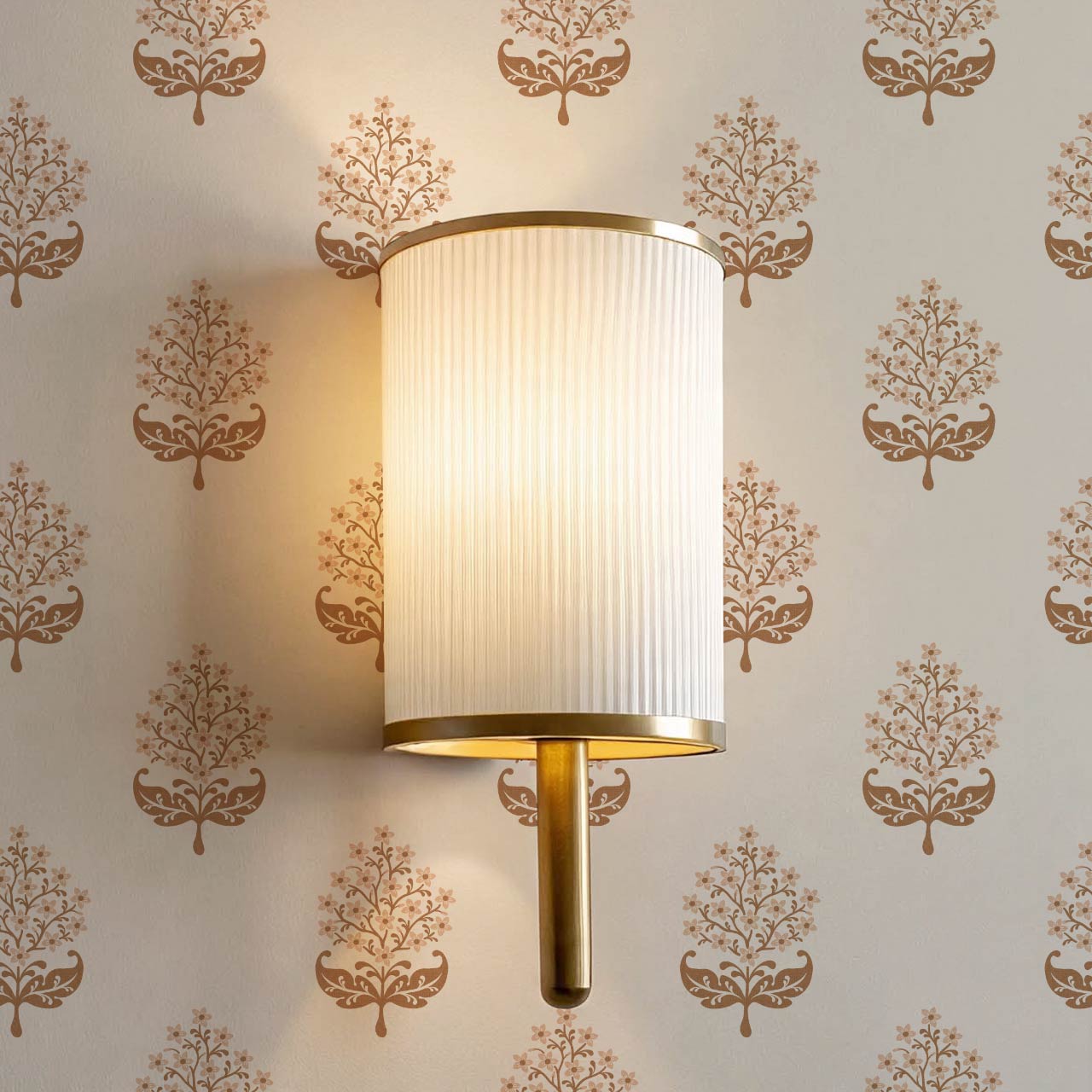 Alazne Jasmine Block Print Washed Coral Wallpaper