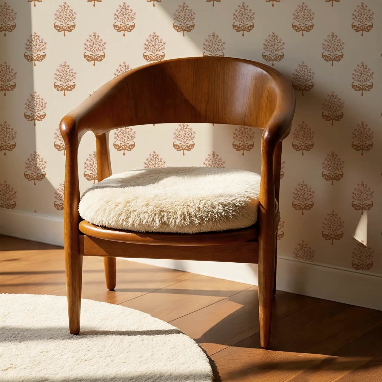 Alazne Jasmine Block Print Toffee Pink Wallpaper