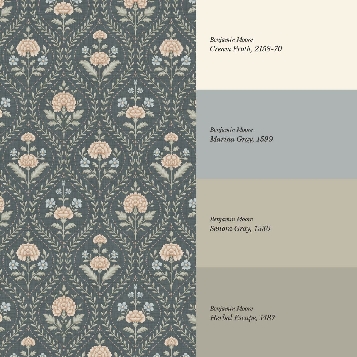 Alba Laurel Vines Slate Clay Sky Wallpaper