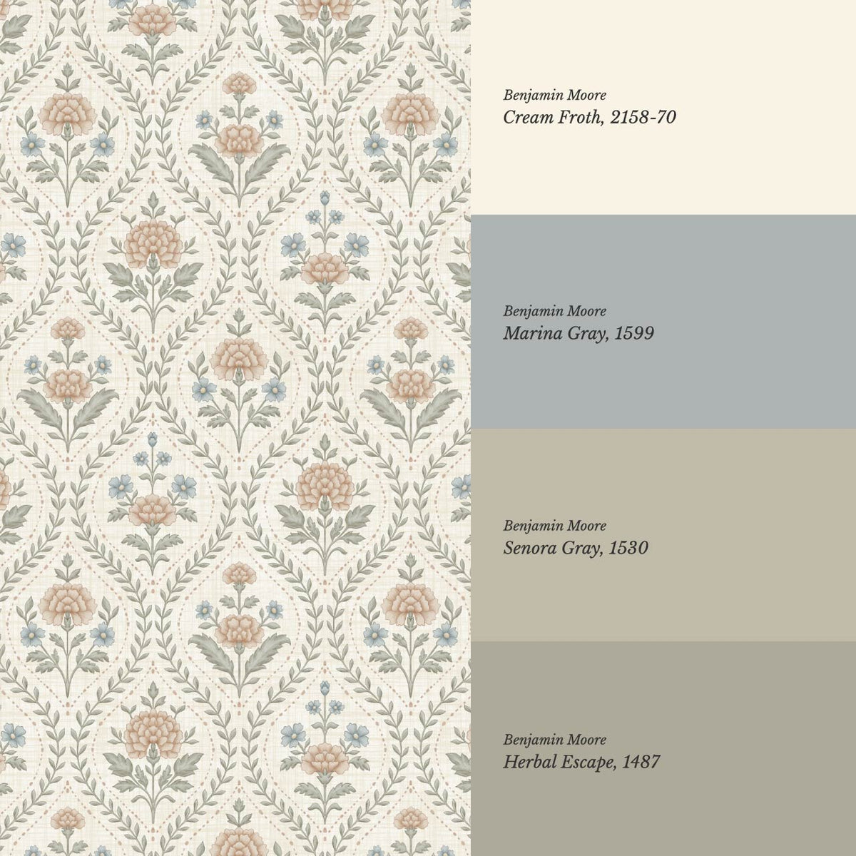 Alba Laurel Vines Ivory Clay Sky Wallpaper