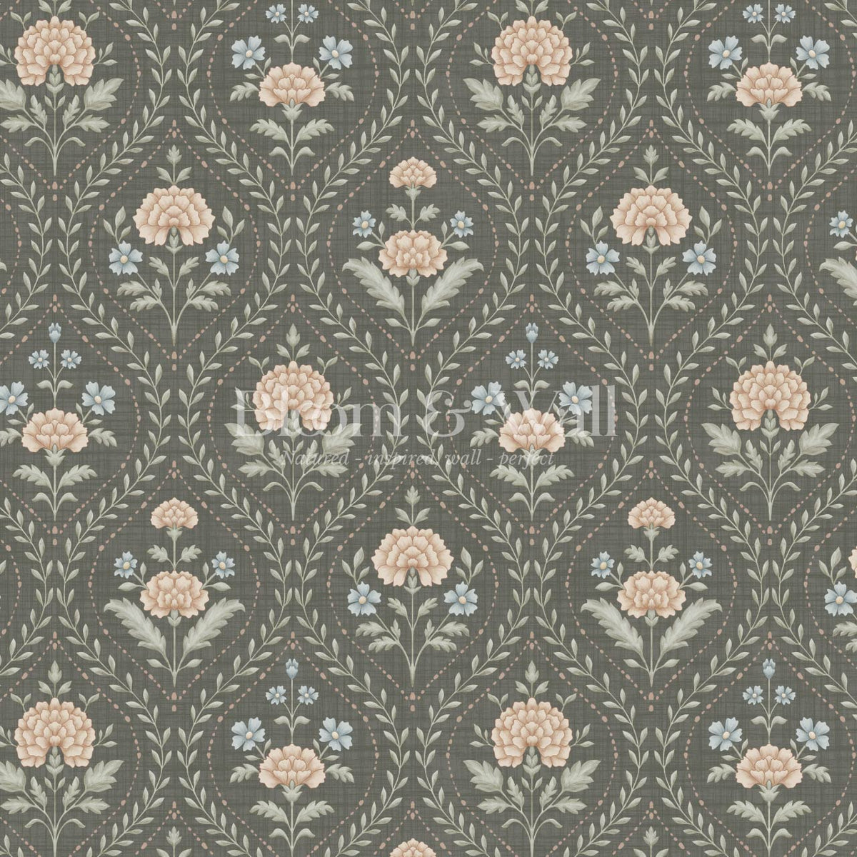 Alba Laurel Vines Deep Olive Clay Sky Wallpaper