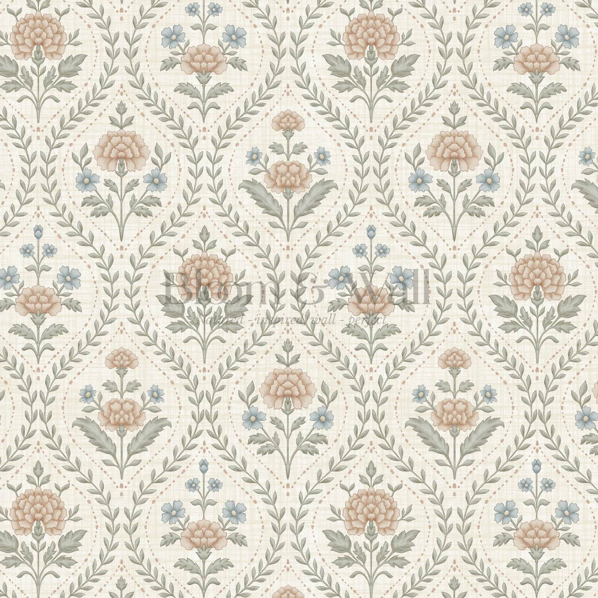 Alba Laurel Vines Ivory Clay Sky Wallpaper