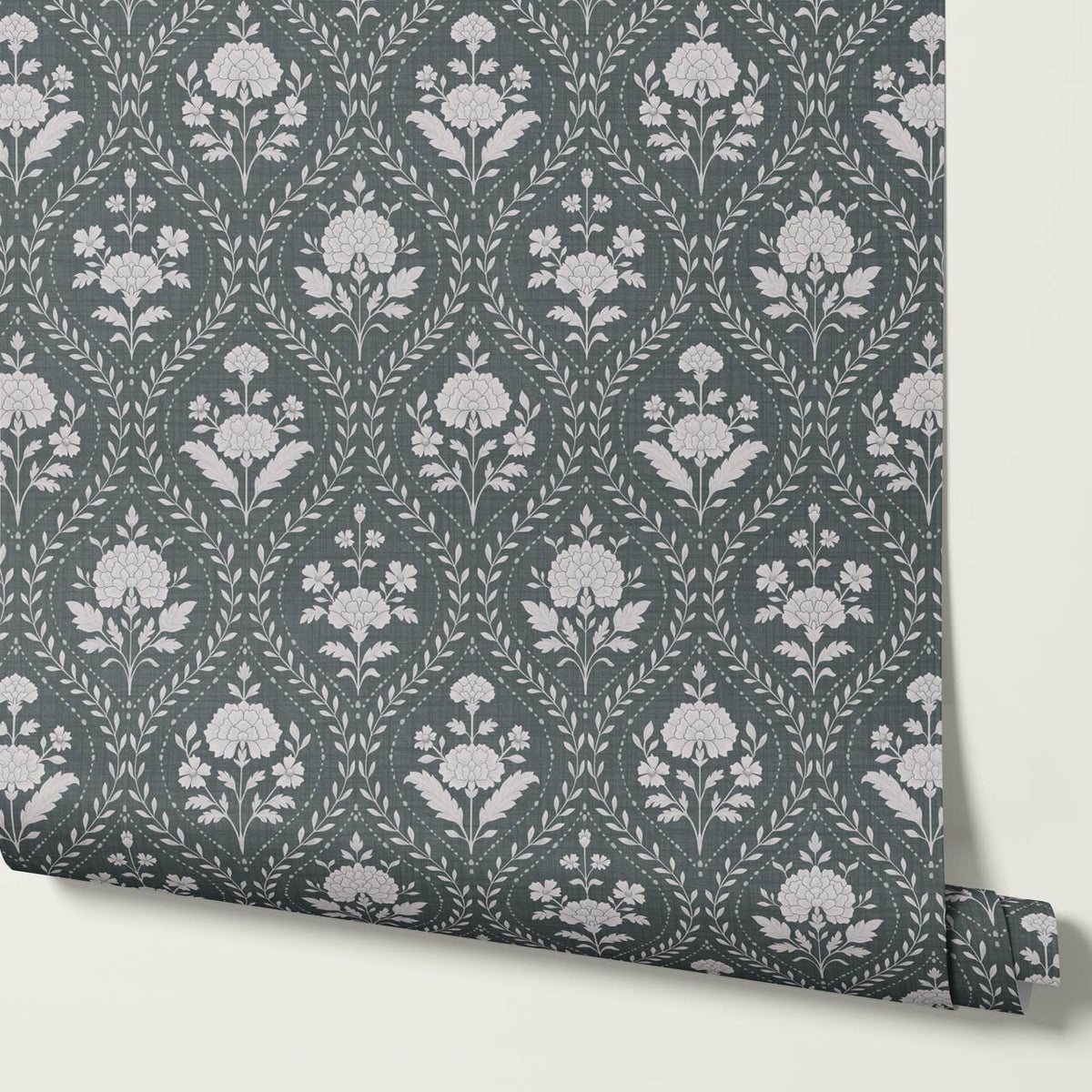 Alba Laurel Vines Slate Smoke Wallpaper