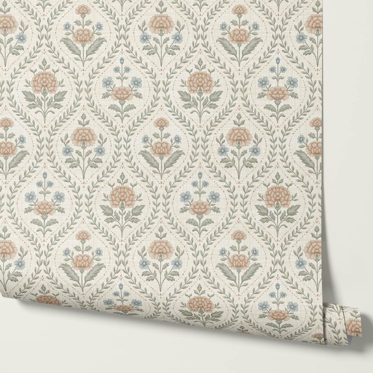 Alba Laurel Vines Ivory Clay Sky Wallpaper