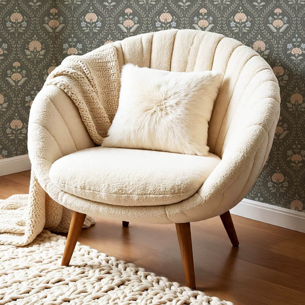 Alba Laurel Vines Deep Olive Clay Sky Wallpaper