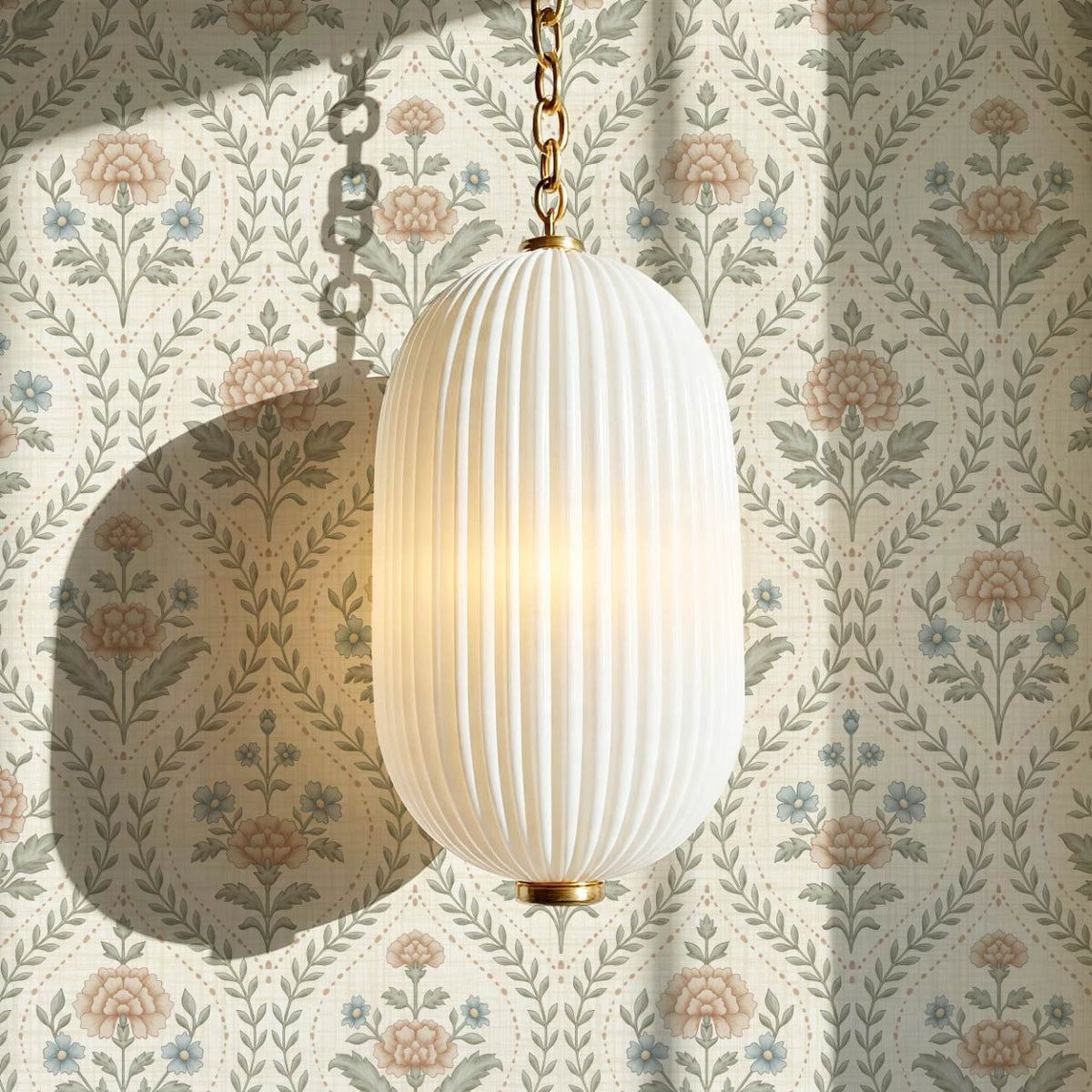 Alba Laurel Vines Ivory Clay Sky Wallpaper
