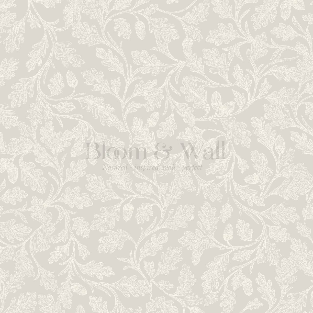 Alejandra Trailing Acorn Botanical Neutral Stone Ivory Wallpaper