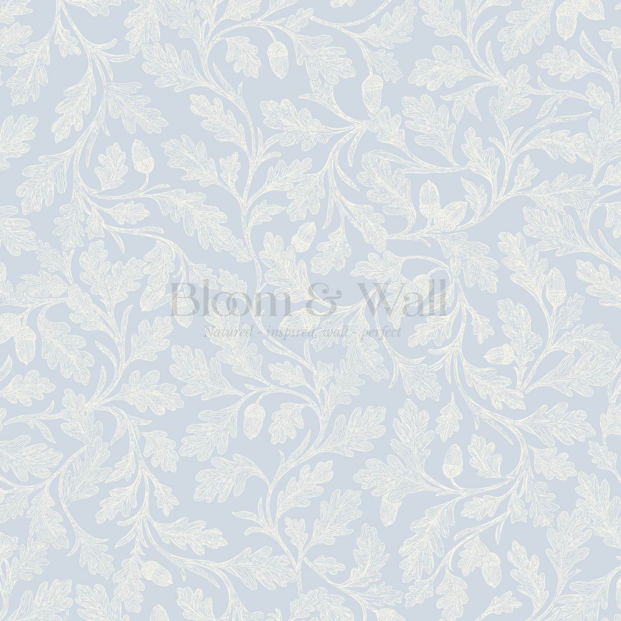 Alejandra Trailing Acorn Botanical Sky Cream Wallpaper